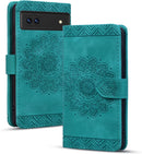 Google Pixel 9 Pro Durable PU Leather Wallet Case Protective Cover - Mandala Brown