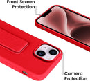 Case for iPhone 16 with Vertical Kickstand + Flexible Soft Liquid Silicone Protective Cover