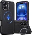 iPhone 16 Case Stand, 23FT Military Grade Drop Protection Heavy Duty Magnetic Phone Case Black