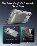 iPhone 16 Case Stand, 23FT Military Grade Drop Protection Heavy Duty Magnetic Phone Case Black