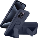 Case for iPhone 16 with Vertical Kickstand + Flexible Soft Liquid Silicone Protective Cover