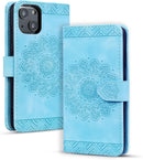 Google Pixel 9 Pro Durable PU Leather Wallet Case Protective Cover - Mandala Brown