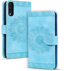 Google Pixel 9 Pro Durable PU Leather Wallet Case Protective Cover - Mandala Brown