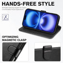iPhone 16 Leather Magnetic Closure Protective Flip Cover Compatible Black