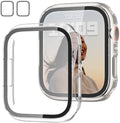 2 Pack Case with Tempered Glass Screen Protector for Apple Watch SE(2023) Series 6/5/4/SE 40Mm, Slim Guard Bumper Full Coverage Hard PC Protective Cover HD Ultra - Thin Cover for Iwatch 40Mm,Clear