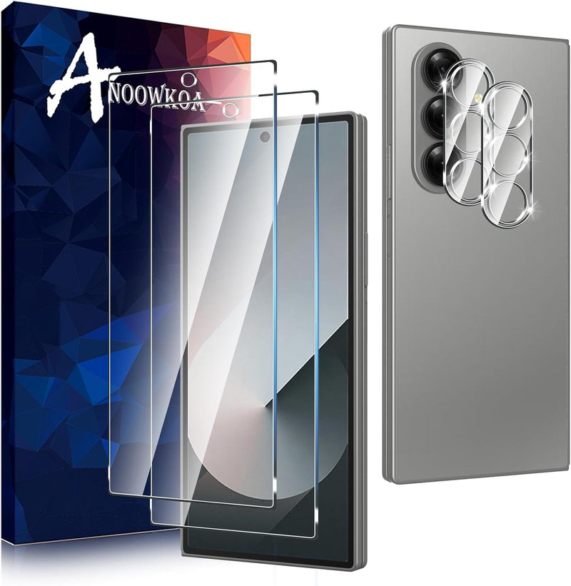 2 Pack for Samsung Galaxy Z Flip 7 Screen Protector(Front Screen Only)&[2 Pack] Galaxy Z Flip 7 Camera Lens Tempered Glass Protector.9H Hardness.Bubble - Free.Easy to Install