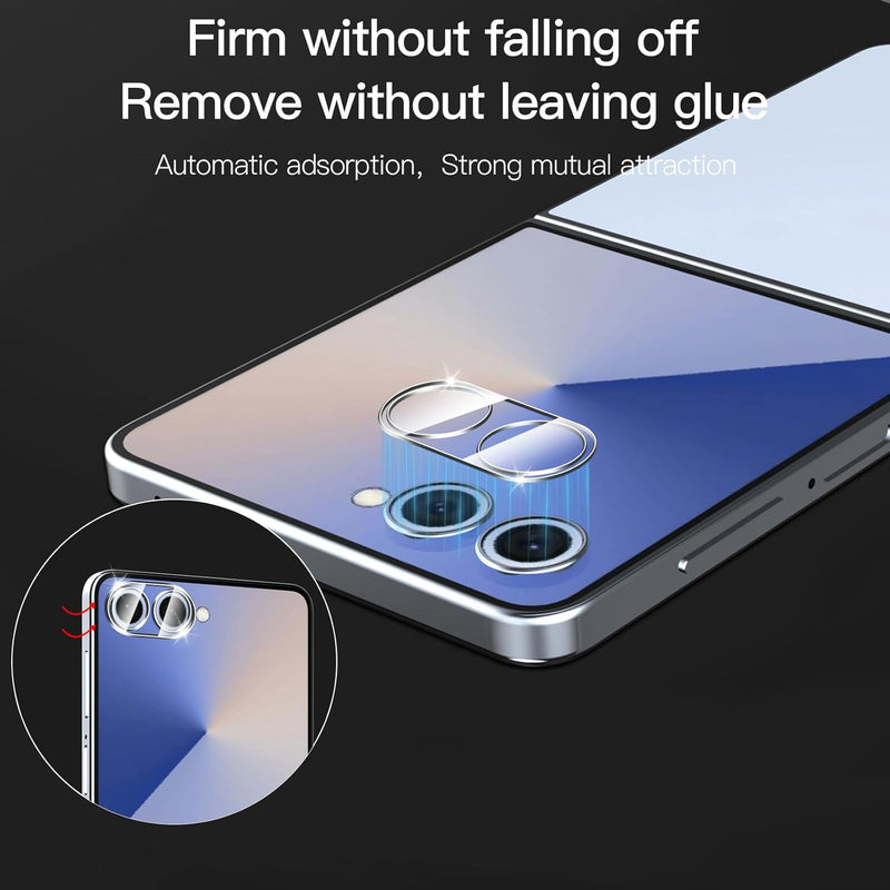 2 Pack for Samsung Galaxy Z Flip 7 Screen Protector(Front Screen Only)&[2 Pack] Galaxy Z Flip 7 Camera Lens Tempered Glass Protector.9H Hardness.Bubble - Free.Easy to Install