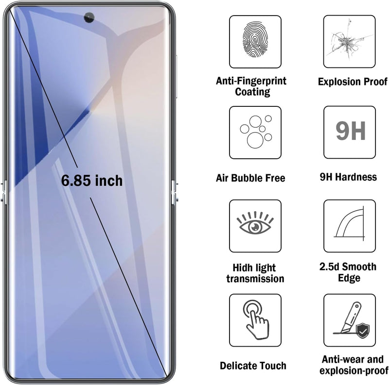 2+2 Pack Soft Flexible TPU Film Screen Protector for Samsung Galaxy Z Flip 7 & Front Tempered Glass Screen Protector,Hd Clear,Support Fingerprint Unlock,With Easy Installation Alignment Tool