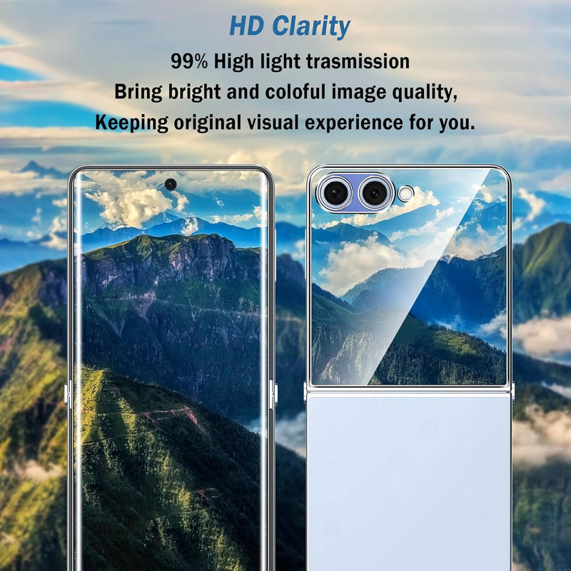 2+2 Pack Soft Flexible TPU Film Screen Protector for Samsung Galaxy Z Flip 7 & Front Tempered Glass Screen Protector,Hd Clear,Support Fingerprint Unlock,With Easy Installation Alignment Tool