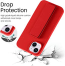 Case for iPhone 16 with Vertical Kickstand + Flexible Soft Liquid Silicone Protective Cover