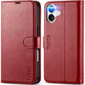 iPhone 16 Leather Magnetic Closure Protective Flip Cover Compatible Black