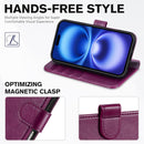 iPhone 16 Leather Magnetic Closure Protective Flip Cover Compatible Black