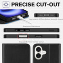 iPhone 16 Leather Magnetic Closure Protective Flip Cover Compatible Black