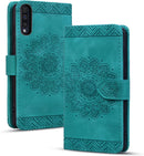 Google Pixel 9 Pro Durable PU Leather Wallet Case Protective Cover - Mandala Brown
