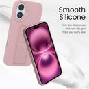 Case for iPhone 16 with Vertical Kickstand + Flexible Soft Liquid Silicone Protective Cover