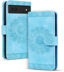 Google Pixel 9 Pro Durable PU Leather Wallet Case Protective Cover - Mandala Brown