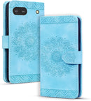 Google Pixel 9 Pro Durable PU Leather Wallet Case Protective Cover - Mandala Brown