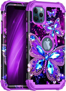 iPhone 16 Pro Case Glow Dark Three Layer Heavy Duty Shockproof Protection Hard Plastic Bumper+Soft Silicone Case