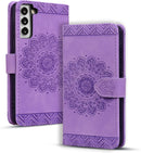 Google Pixel 9 Pro Durable PU Leather Wallet Case Protective Cover - Mandala Brown