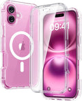 iPhone 16 Case, Full Body Rugged Case Touch Sensitive Anti - Scratch Screen Protector Pink