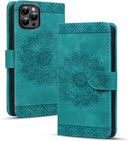 Google Pixel 9 Pro Durable PU Leather Wallet Case Protective Cover - Mandala Brown