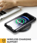 for Iphone 16E Case, Metal Heavy Duty Shockproof Tough Rugged Case with Built-In Glass Screen Protector, 360 Full Body Dustproof Strong Protective Phone Cover for Iphone 16E, Black