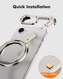 Minimalist Phone Case Compatible with Iphone 16E 6.1", 360° Rotation Kickstand Aluminum Metal Frameless Design Bumper Z Case, Protective Shock Grade Shell (Natural Titanium)