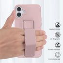 Case for iPhone 16 with Vertical Kickstand + Flexible Soft Liquid Silicone Protective Cover