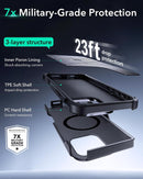 iPhone 16 Case Stand, 23FT Military Grade Drop Protection Heavy Duty Magnetic Phone Case Black