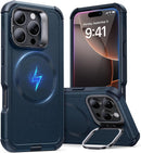 iPhone 16 Case Stand, 23FT Military Grade Drop Protection Heavy Duty Magnetic Phone Case Black