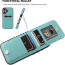 iPhone 16 Case Wallet Credit Card Holder Heavy Duty Protective Cover 16 6.1 Inch Mint Green