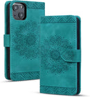 Google Pixel 9 Pro Durable PU Leather Wallet Case Protective Cover - Mandala Brown