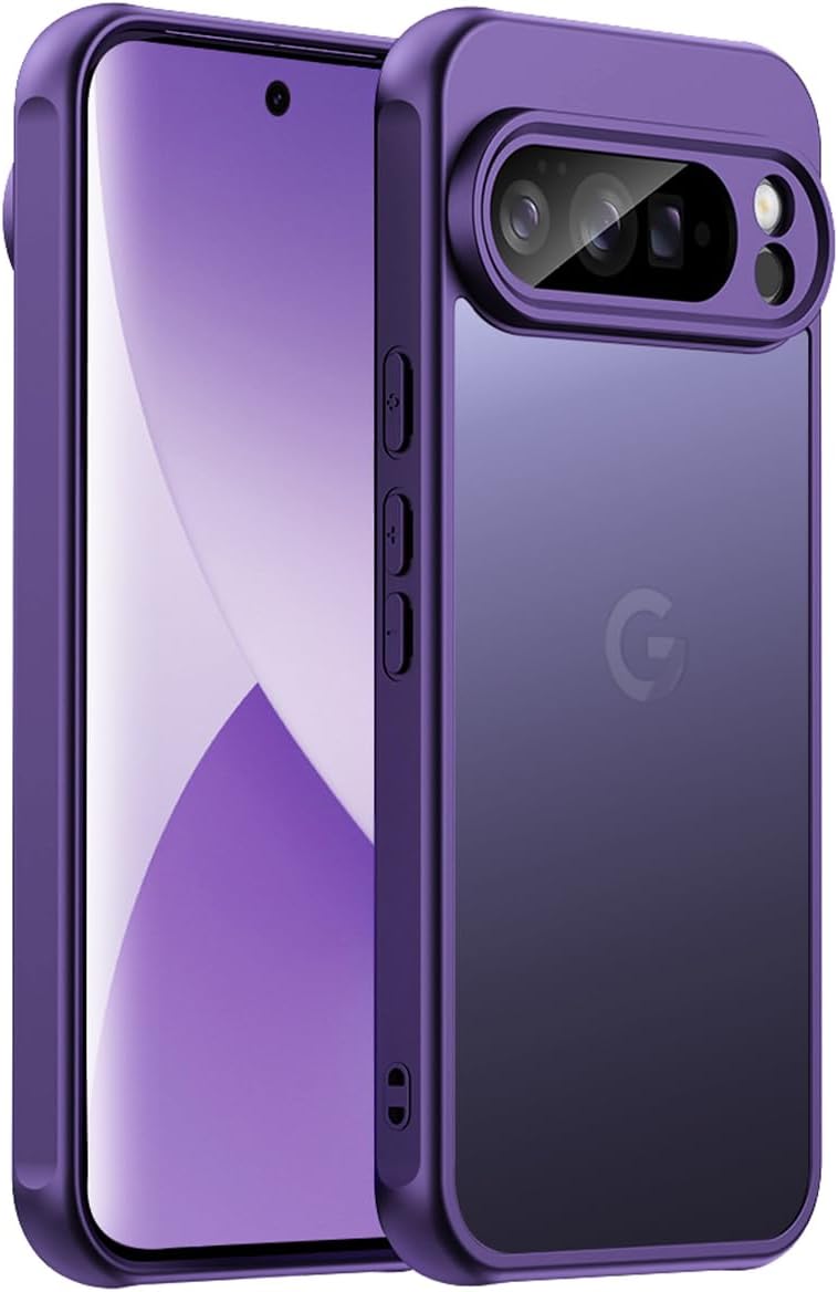 for Google Pixel 10 Pro XL Case, Thin Anti-Scratch PC Matte Translucent Back & Flexible TPU Shockproof Protection Phone Cover case for Google Pixel 10 Pro XL (Purple)