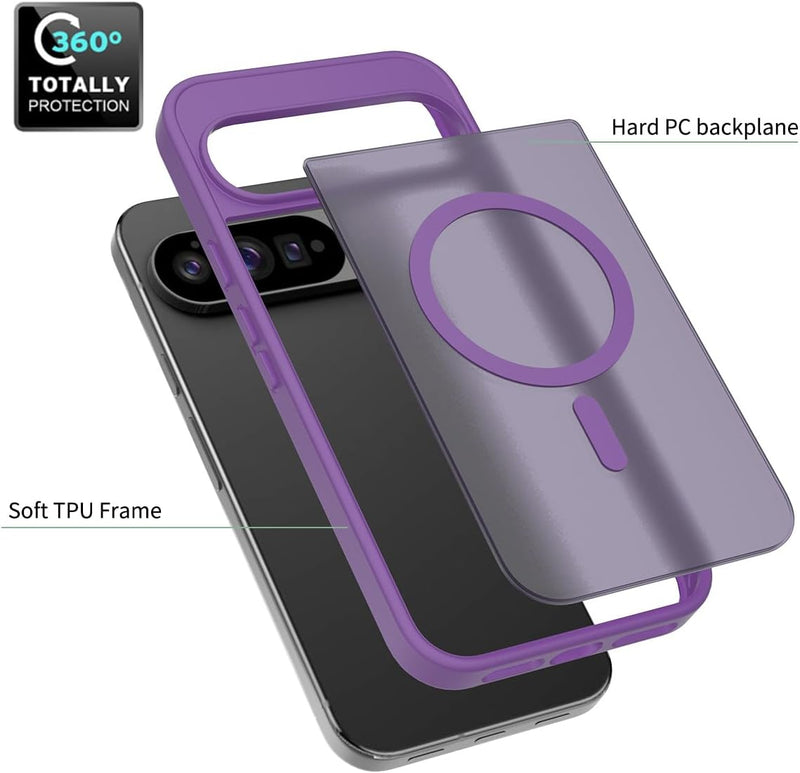 Case Fit for Google Pixel 10 Pro XL Compatible with MagSafe Magnetic Shockproof Military Grade Protection Rugged Phone Cover for Pixel 10 Pro XL (Purple)