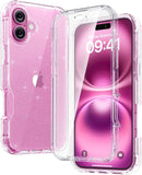 iPhone 16 Case, Full Body Rugged Case Touch Sensitive Anti - Scratch Screen Protector Pink