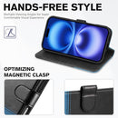 iPhone 16 Leather Magnetic Closure Protective Flip Cover Compatible Black