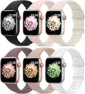 6 Pack Sport Bands Compatible with Apple Watch Band 38Mm 40Mm 41Mm 42Mm 44Mm 45Mm 49Mm 46Mm,Silicone Waterproof Strap Compatible with Iwatch Apple Watch Series 10 9 Ultra 8 7 6 5 4 3 2 1 SE Women Men