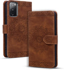 Google Pixel 9 Pro Durable PU Leather Wallet Case Protective Cover - Mandala Brown