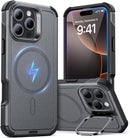 iPhone 16 Case Stand, 23FT Military Grade Drop Protection Heavy Duty Magnetic Phone Case Black