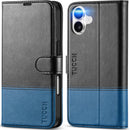 iPhone 16 Leather Magnetic Closure Protective Flip Cover Compatible Black