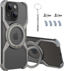 Frameless Magnetic Kickstand Metal Case for iPhone 16 Pro Max