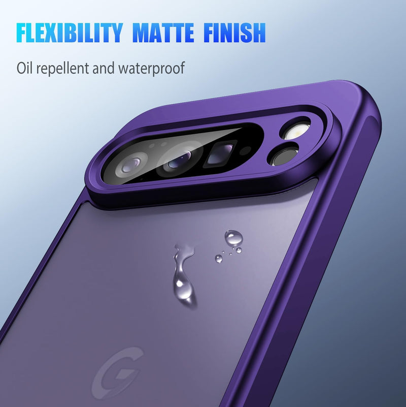 for Google Pixel 10 Pro XL Case, Thin Anti-Scratch PC Matte Translucent Back & Flexible TPU Shockproof Protection Phone Cover case for Google Pixel 10 Pro XL (Purple)