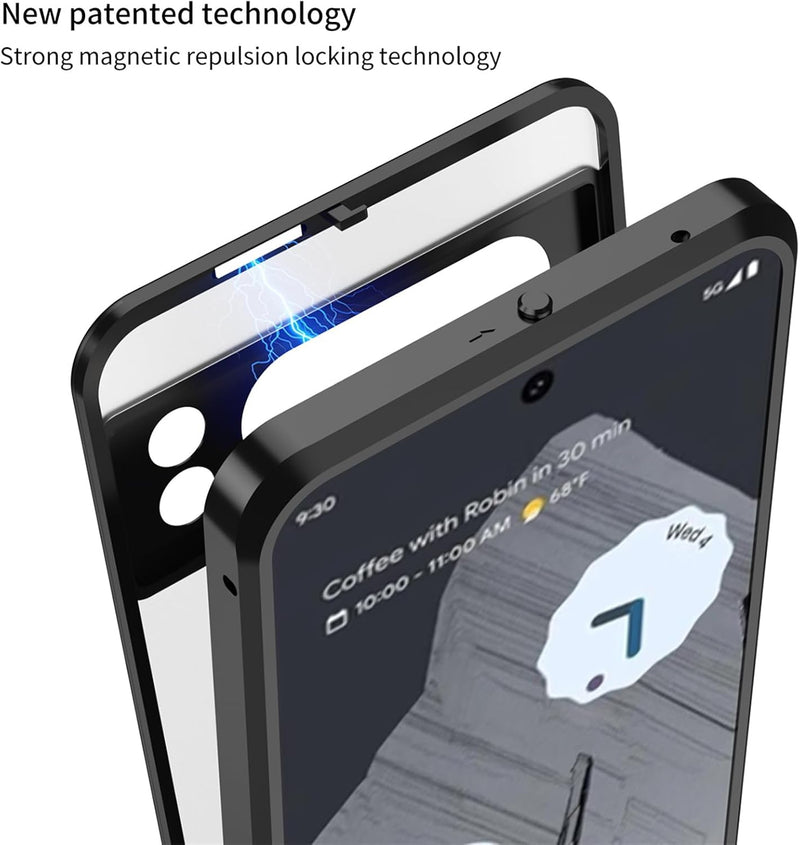 Google Pixel 9 Pro Luxury Premium Aluminum Alloy Shockproof Bumper Frame Plastic Back Cover Black - Gorilla Cases