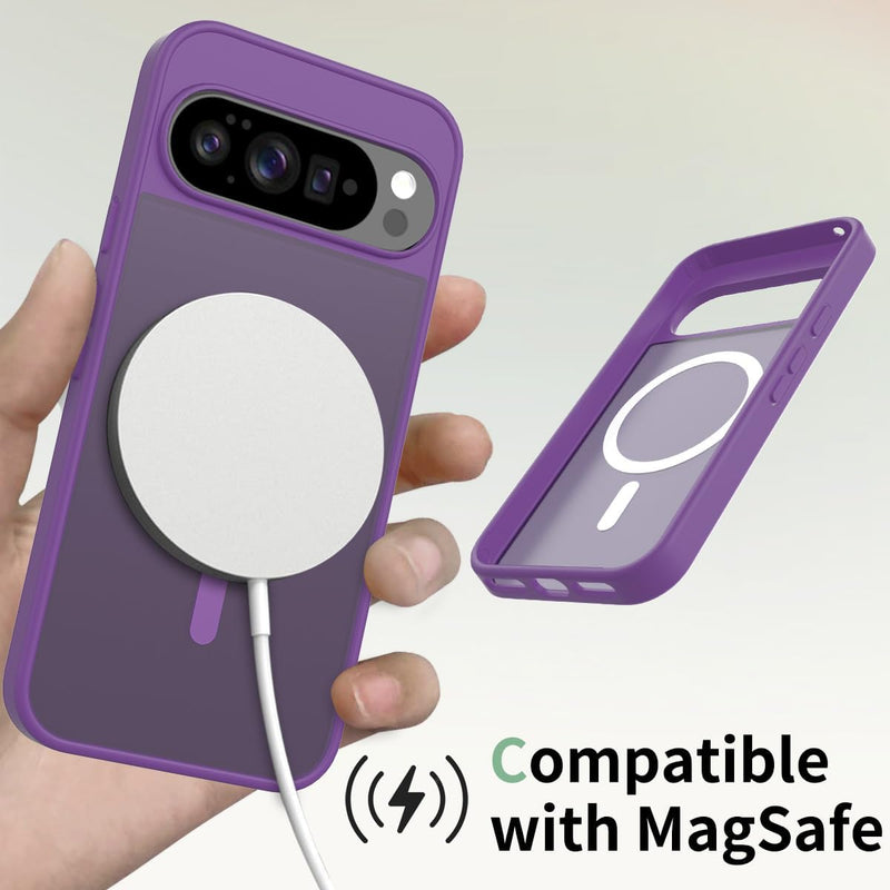 Case Fit for Google Pixel 10 Pro XL Compatible with MagSafe Magnetic Shockproof Military Grade Protection Rugged Phone Cover for Pixel 10 Pro XL (Purple)