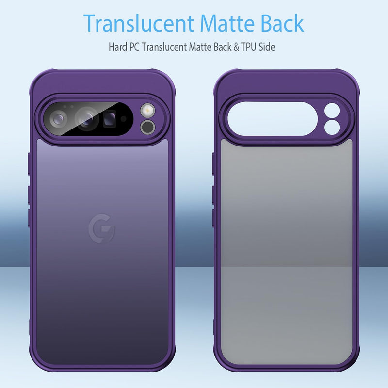 for Google Pixel 10 Pro XL Case, Thin Anti-Scratch PC Matte Translucent Back & Flexible TPU Shockproof Protection Phone Cover case for Google Pixel 10 Pro XL (Purple)