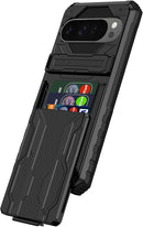 Google Pixel 9 Pro Wallet Case Credit Card Holder Stand Protective Phone Case - Black