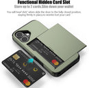 iPhone 16 Case Holder Store 5 Cards Dual Layer Heavy Duty Shockproof Wallet Case Hidden Card Slot Large Storage Cover
