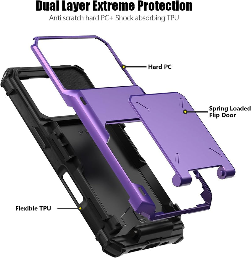 iPhone 16 Pro Case Card Holder Dual Layer Heavy Duty Protective Shockproof Hidden Card Slot Slim - Gorilla Cases