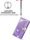 Google Pixel 9 Pro Crystal Butterfly PU Leather Wallet Case Kickstand Card Holder Case Butterfly Rose Gold SD - Gorilla Cases