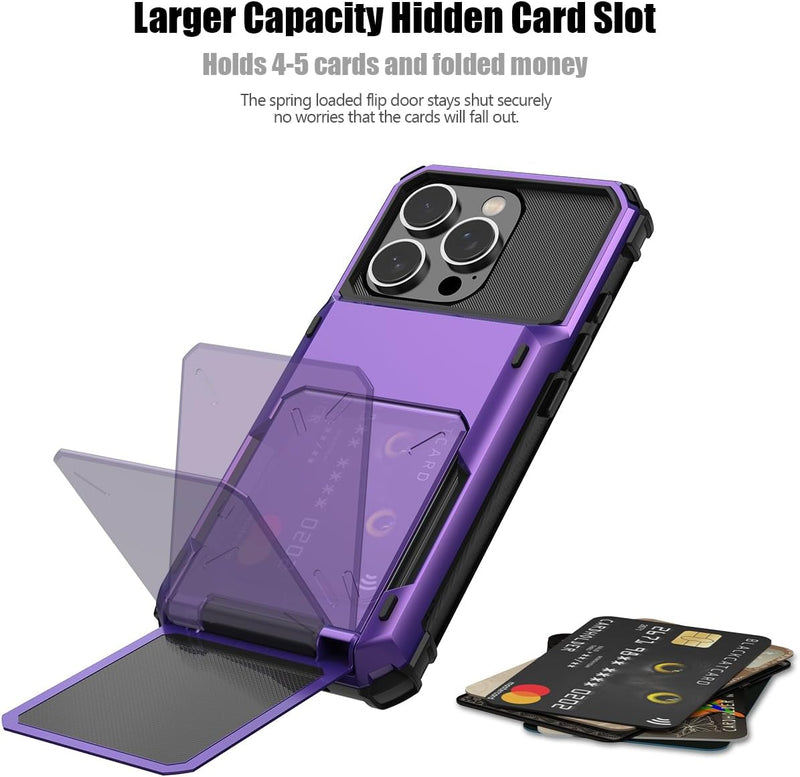 iPhone 16 Pro Case Card Holder Dual Layer Heavy Duty Protective Shockproof Hidden Card Slot Slim - Gorilla Cases